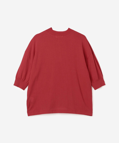 MEYAME 半袖ニットセーター グレー 赤 MEYAME ニット セーター |「別注」コットンニット半袖Tシャツ