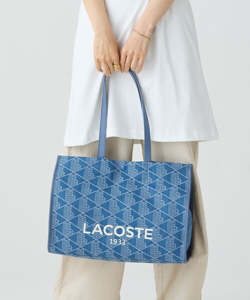 洗練【LACOSTE】ヘリテージジャカード モノグラム デニム トート ヘリテージジャカード モノグラムデニムトートバッグ | LACOSTE