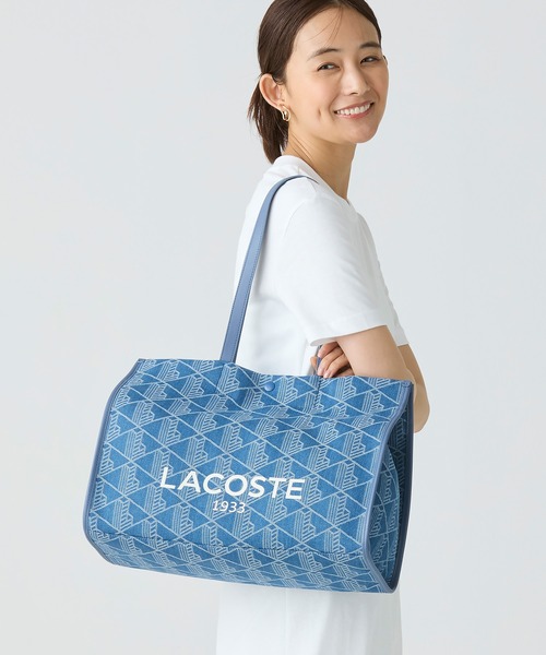 LACOSTE トートバッグ ヘリテージジャカード モノグラムデニム