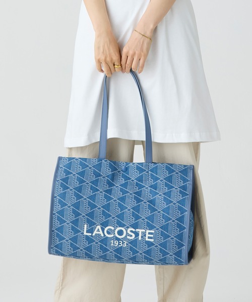 洗練【LACOSTE】ヘリテージジャカード モノグラム デニム トート セール】ヘリテージジャカード モノグラムデニムトートバッグ