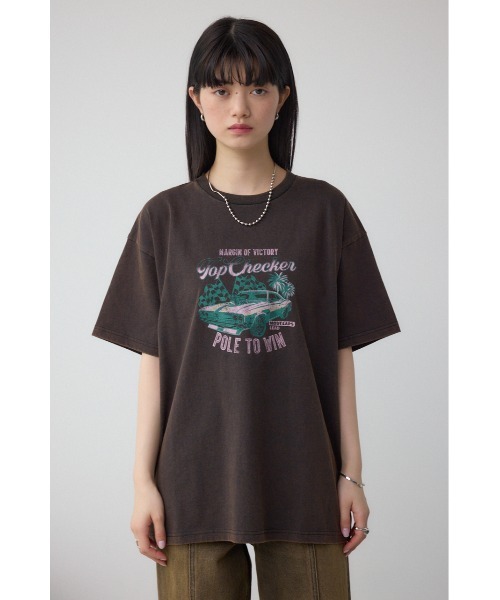 HACHE 売れ筋商品|||アッシュ Tシャツ トップス レディース Tops Blue AZUL BY MOUSSY tシャツ USEDロックルーズTシャツ レディース