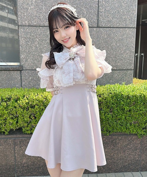ROJITA ワンピース 花柄ボウタイドッキングワンピース