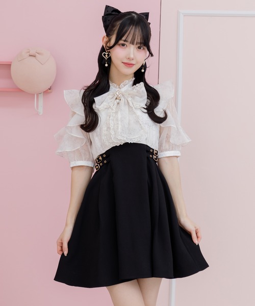 ROJITA 花柄ボウタイドッキングワンピース セール】花柄ボウタイドッキングワンピース（ワンピース