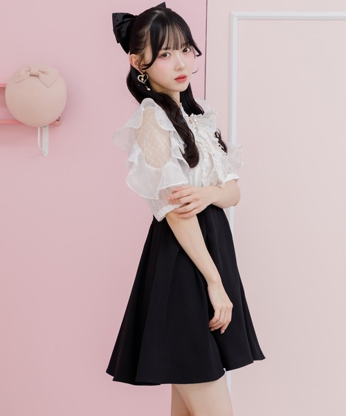 ROJITA ワンピース 花柄ボウタイドッキングワンピース
