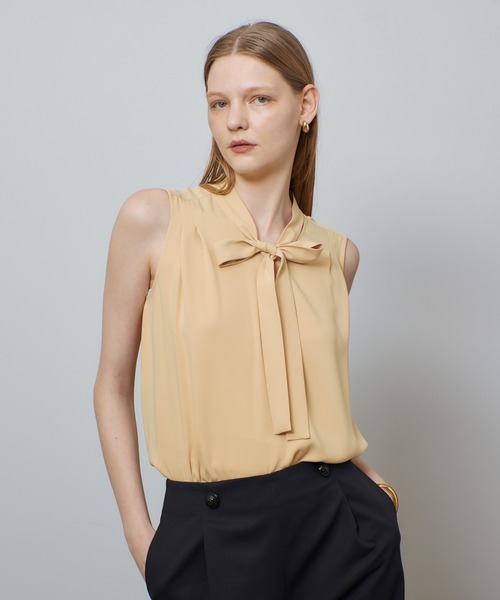 allureville ブラウス シャツ マットサテンボウタイブラウス