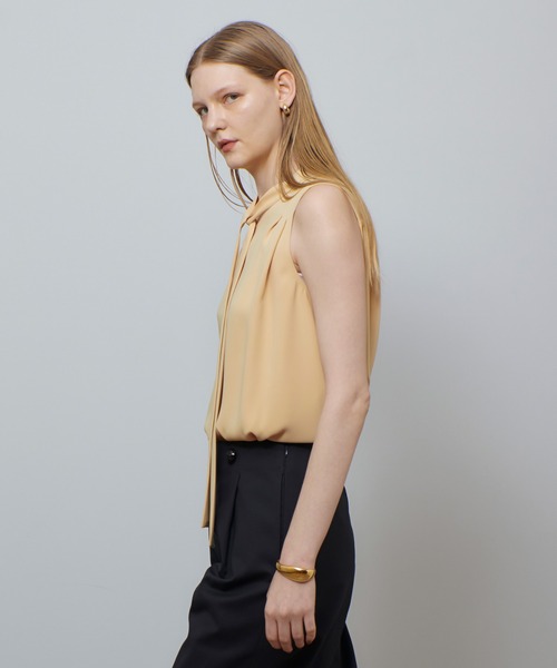 allureville ブラウス シャツ マットサテンボウタイブラウス