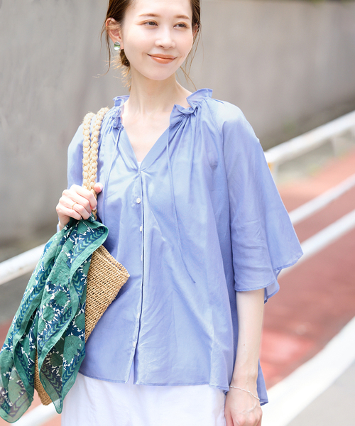 新品 KIJI FRILL BLOUSE シルク混 フリルブラウス 日本製