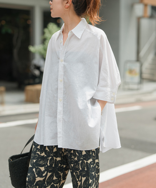 新品　Spick & Span コットンリネンルーズシャツ　ベージュ 新品】Spick & Spanコットンリネンルーズシャツ