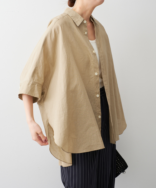 Spick＆Span ブラウス シャツ コットンリネンドルマンスリーブ