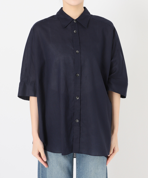 【美品】Spick&Span スピックアンドスパン リネン 21 ネイビー 美品】Spick&Span スピックアンドスパン リネン 21 ネイビー