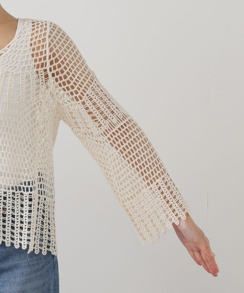 SLOBE IENA - 【新品タグ付き】SLOBE IENA レースクロシェニット SLOBE IENA ニット セーター レースクロシェニット レディース