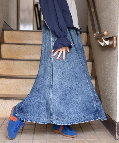 大特価 意味 and… niko 「niko ライト LARGE デニムロングスカート and」 スカート