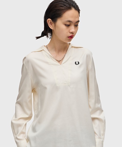 「FRED PERRY」 長袖シャツ 10 ベージュ レディース