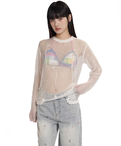Moromoro ニット セーター サマーニットリボントップス MY0354