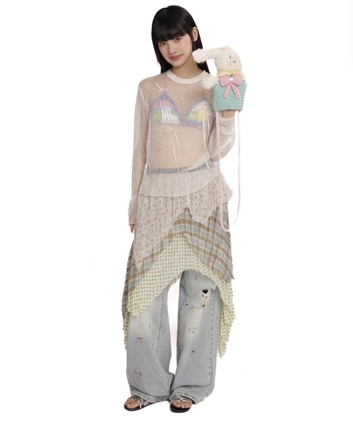 Moromoro ニット セーター サマーニットリボントップス MY0354