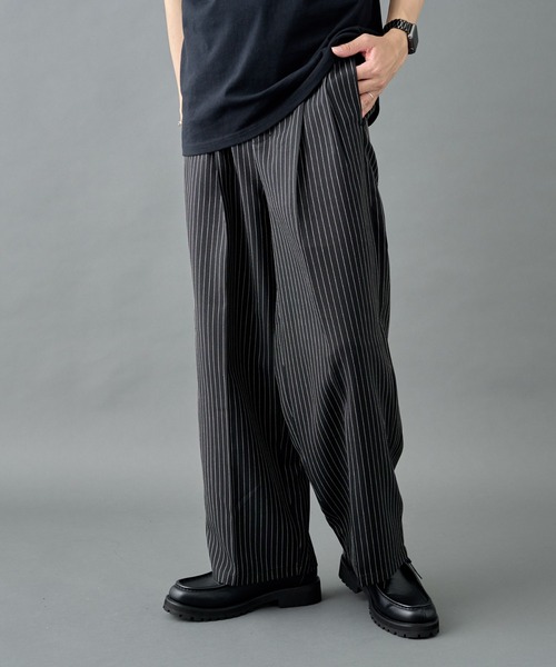 メンズ【Gアルマーニ】ヴィンテージネービーストライプWタイプ2タックパンツスーツ 普通の服、普通のスタイル。 CASE35 ヴィンテージアルマーニの2