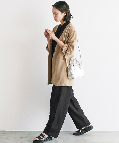 「avecmoi」 ノーカラージャケット LARGE ベージュ レディース