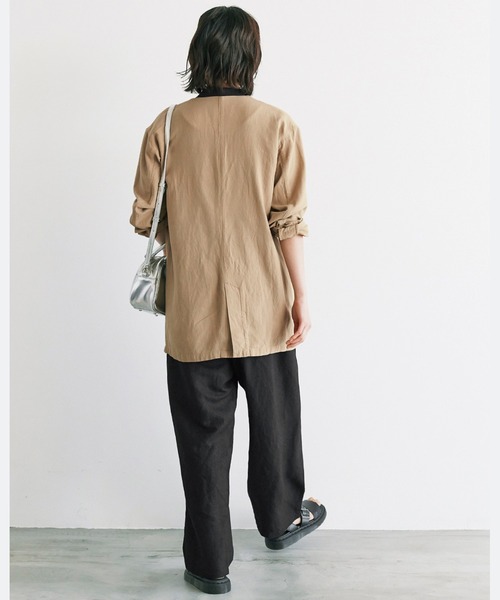 「avecmoi」 ノーカラージャケット LARGE ベージュ レディース