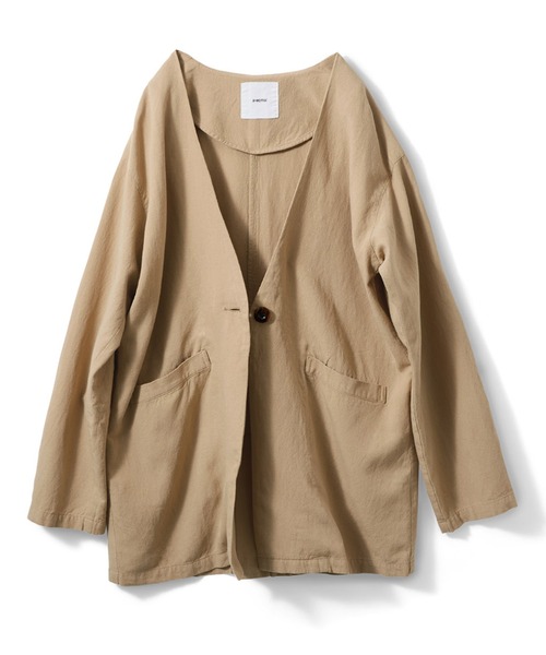 「avecmoi」 ノーカラージャケット LARGE ベージュ レディース
