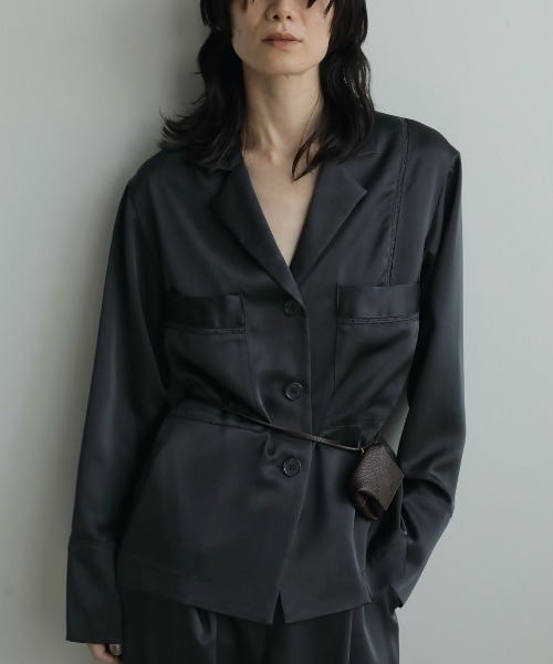 anuke（アンヌーク） ブラウス シャツ anuke Satin Tailored Shirts 