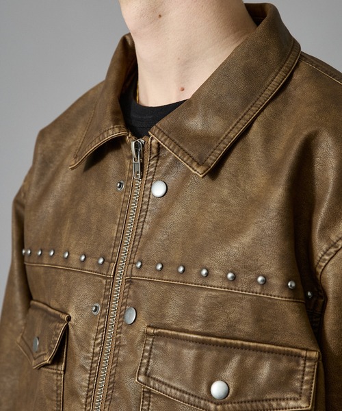 ANDER HUNK ダークブラウン レザージャケット L ANDER HUNK ブルゾン LARGE ブラウン メンズ : ZOZOTOWN Yahoo!店