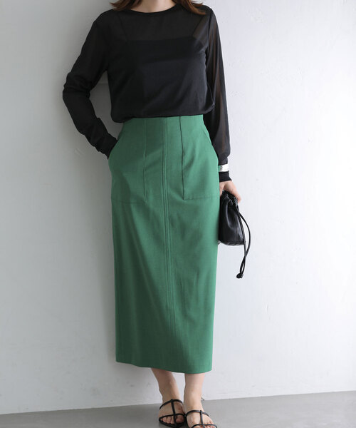 「La TOTALITE」 タイトスカート 36 グリーン レディース_画像9