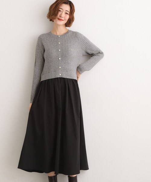 grove（グローブ） ワンピース ケーブルニットドッキングワンピース