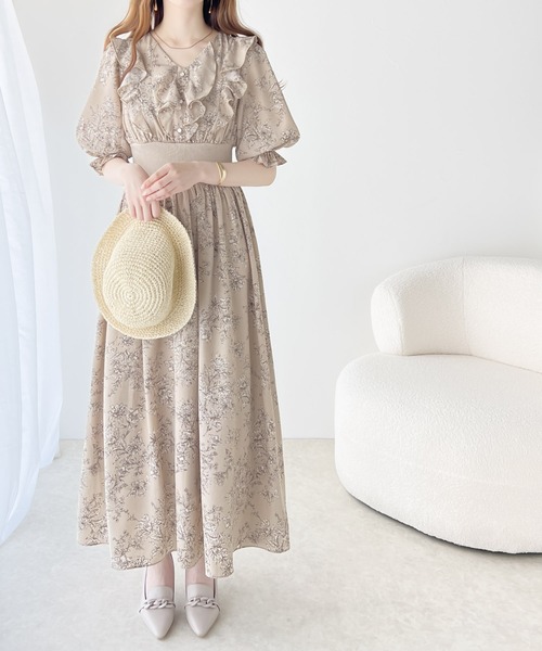 「mily bilet」 半袖ワンピース SMALL ベージュ レディース_画像4