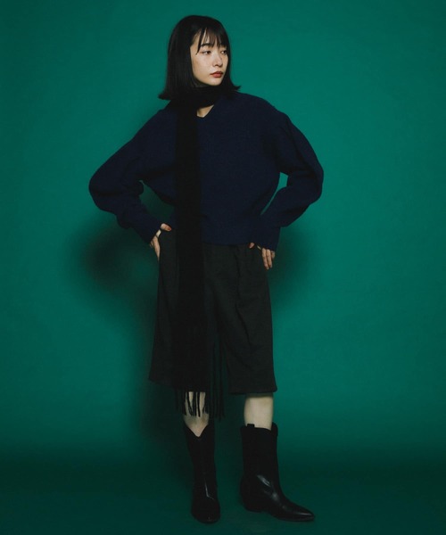 「KBF」 マフラー ONE アイボリー レディース_画像7