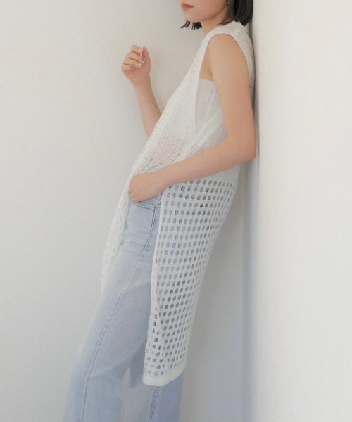 「Reurie'」 ノースリーブニット FREE ブラック レディース_画像3