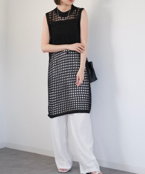 「Reurie'」 ノースリーブニット FREE ブラック レディース_画像4