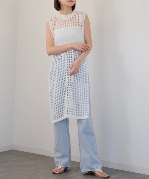 「Reurie'」 ノースリーブニット FREE ブラック レディース_画像8