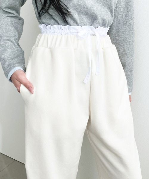 moment+ スウェットパンツ ジャージ Wウエストスウェットパンツ