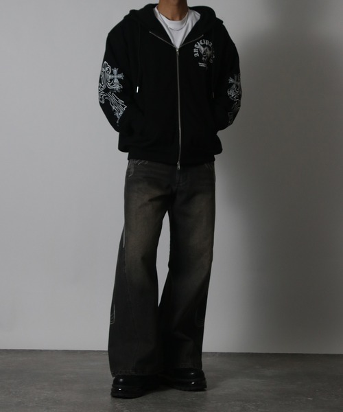美品♡ブラックピースナウ ジップパーカー コットン ブラック y2k レア M STUSSY ステューシー 24AW KINGPIN ZIP HOODIE BLACK ジップパーカー