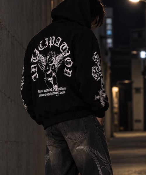 NYLAUS（ナイラス） パーカー 裏起毛 「NYS」裏起毛 エンジェル クロス