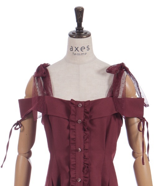 織*様 アクシーズファム　チュールリボン付ワンピース axes femme（アクシーズ ファム） ワンピース チュールリボン付