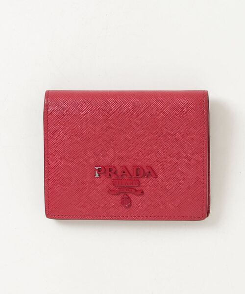 PRADA（プラダ） サフィアーノ 二つ折り 財布 - レッド レディース