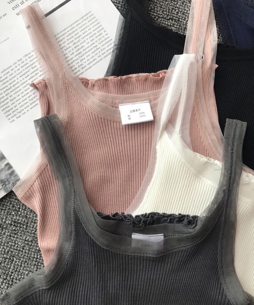 キャミソール シルク混チュールリブタンクトップ : ZOZOTOWN Yahoo!店