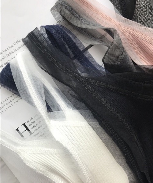キャミソール シルク混チュールリブタンクトップ : ZOZOTOWN Yahoo!店