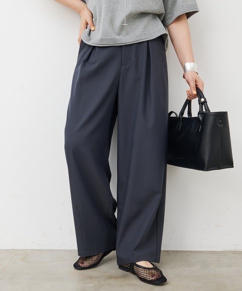ワイドパンツ スラックス パンツ 接触冷感バルーンシルエットスラックスパンツ レディースの画像