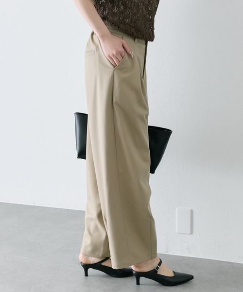 ワイドパンツ スラックス パンツ 接触冷感バルーンシルエットスラックスパンツ レディースの画像