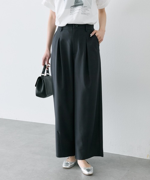 ワイドパンツ スラックス パンツ 接触冷感バルーンシルエットスラックスパンツ レディースの画像