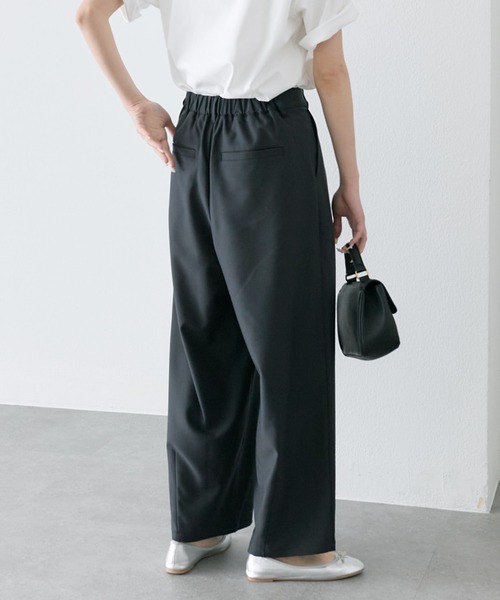 ワイドパンツ スラックス パンツ 接触冷感バルーンシルエットスラックスパンツ レディースの画像