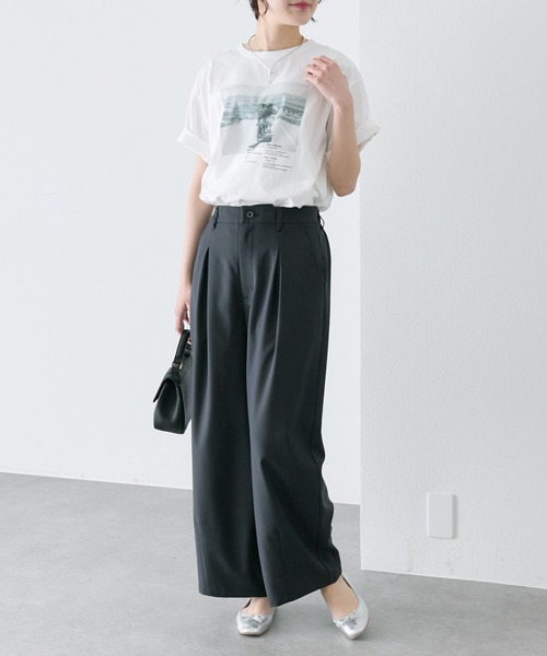 ワイドパンツ スラックス パンツ 接触冷感バルーンシルエットスラックスパンツ レディースの画像