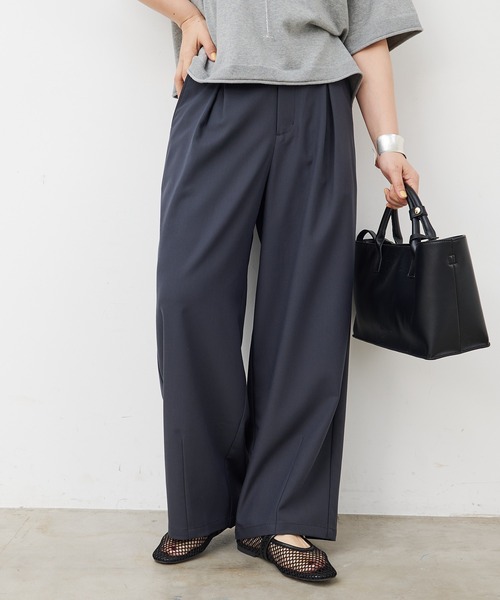 ワイドパンツ スラックス パンツ 接触冷感バルーンシルエットスラックスパンツ レディースの画像