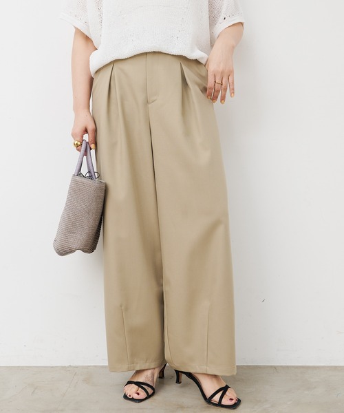 ワイドパンツ スラックス パンツ 接触冷感バルーンシルエットスラックスパンツ レディースの画像
