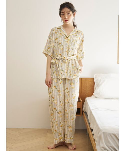 SNIDEL HOME パジャマ ルームウェア 「接触冷感」ストライプフラワー