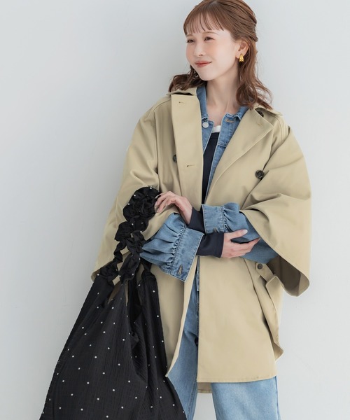 「coca(coca)」 トレンチコート M ベージュ レディース_画像9