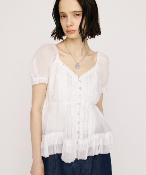 ブラウス シャツ BABY DOLL COTTON BL ベビードールコットンブラウス 春服 夏服 シアー レディースの画像