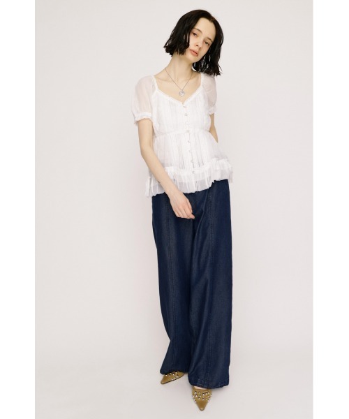 ブラウス シャツ BABY DOLL COTTON BL ベビードールコットンブラウス 春服 夏服 シアー レディースの画像